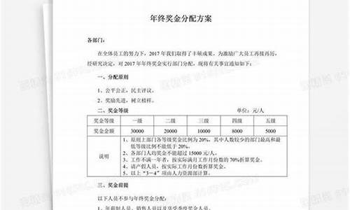 年终奖金分配方案模板_年终奖金分配方案